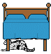 cat under bed