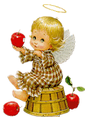 little angel with apples