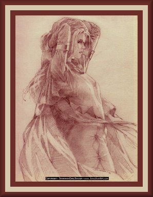 Drawing of Morgan le Fay by J.E. Bowser